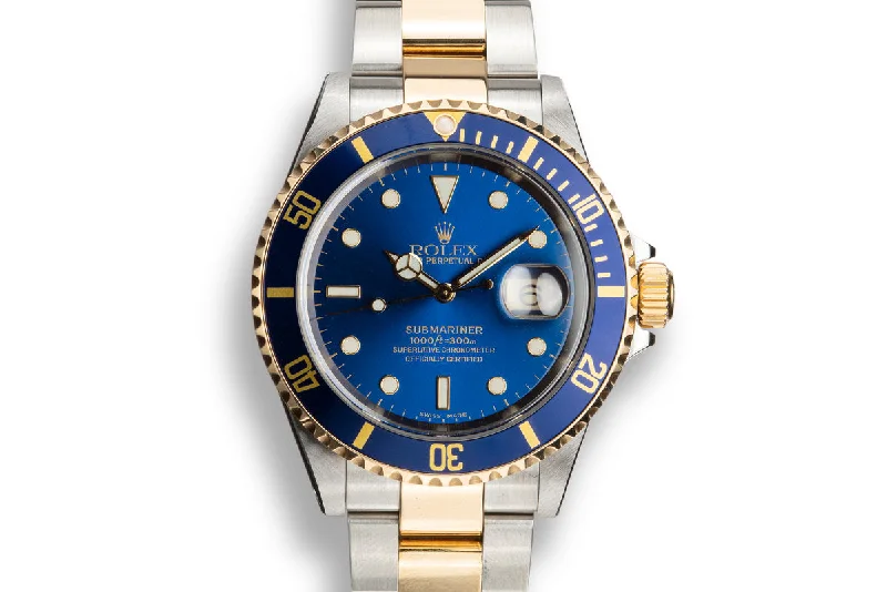 2000 Rolex Two-tone Submariner 16613 Blue Dial with Box and Papers-Rolex Watch for Watch Enthusiasts -