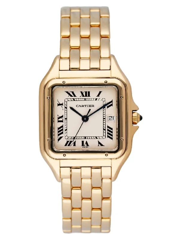 Cartier Panthere 887968 18K Yellow Gold Mens Watch Box And Papers-Cartier Watch with Skeleton Dial -