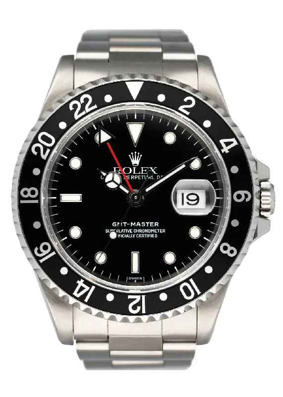 Rolex GMT-Master 16700 Black Dial Stainless Steel Mens Watch-Rolex Watch with Adjustable Bezel -