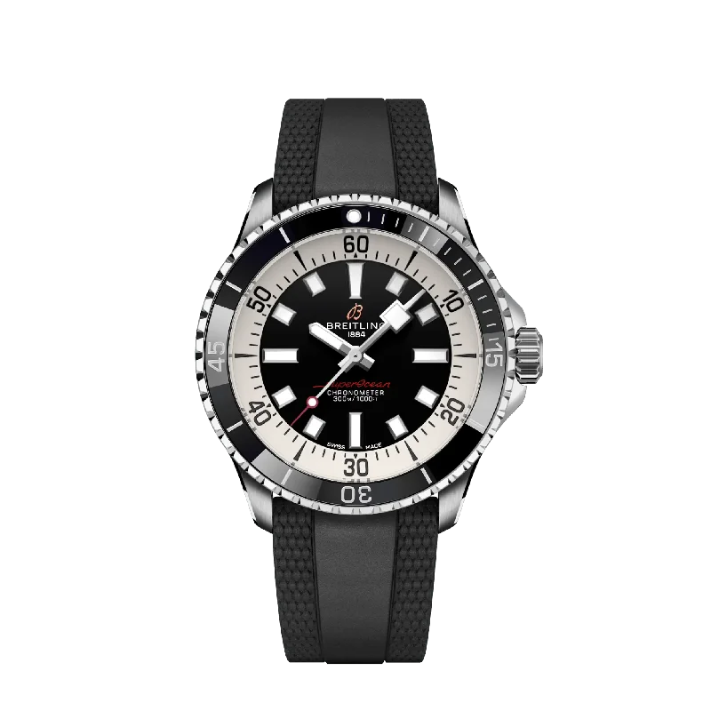 Breitling Superocean Automatic 46mm Stainless Steel Men's Watch-Breitling Watch with Diamond Bezel -