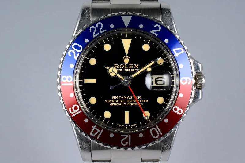 1966 Rolex GMT 1675 Glossy Gilt Dial-Rolex Watch with Steel Case -