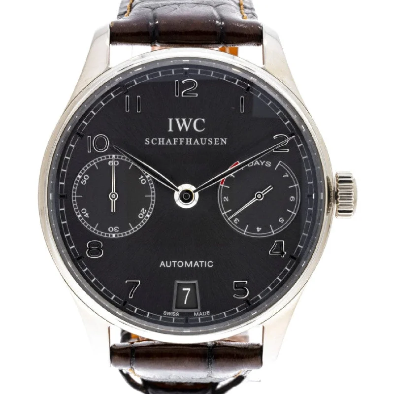 Portuguese Automatic White Gold-IWC Watch with Diamond Dial -