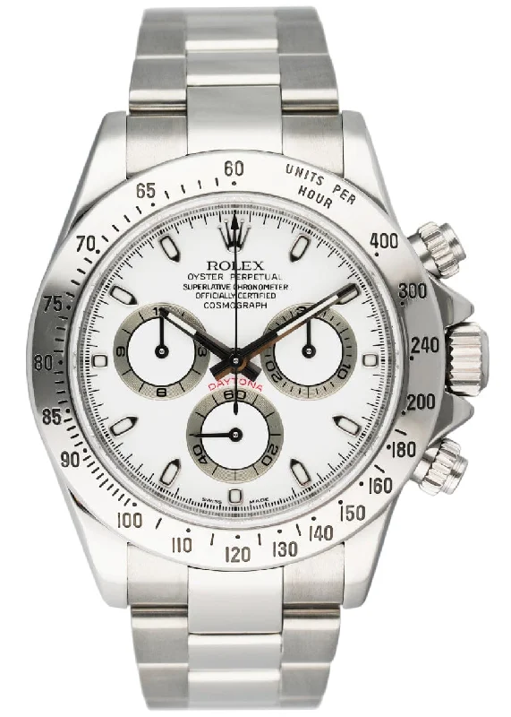 Rolex Daytona 116520 White Dial Stainless Steel Mens Watch-Rolex Watch with Red Dial -