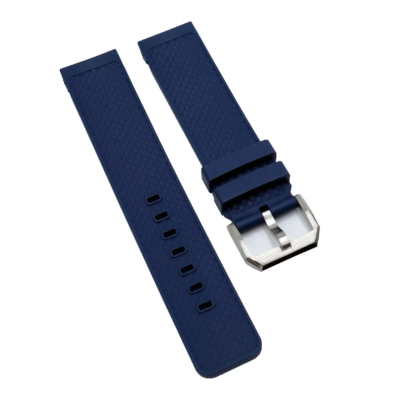 22mm Square Grain Navy Blue FKM Rubber Watch Strap For IWC Aquatimer, Quick Release System-IWC Watch with Exclusive Functionality -