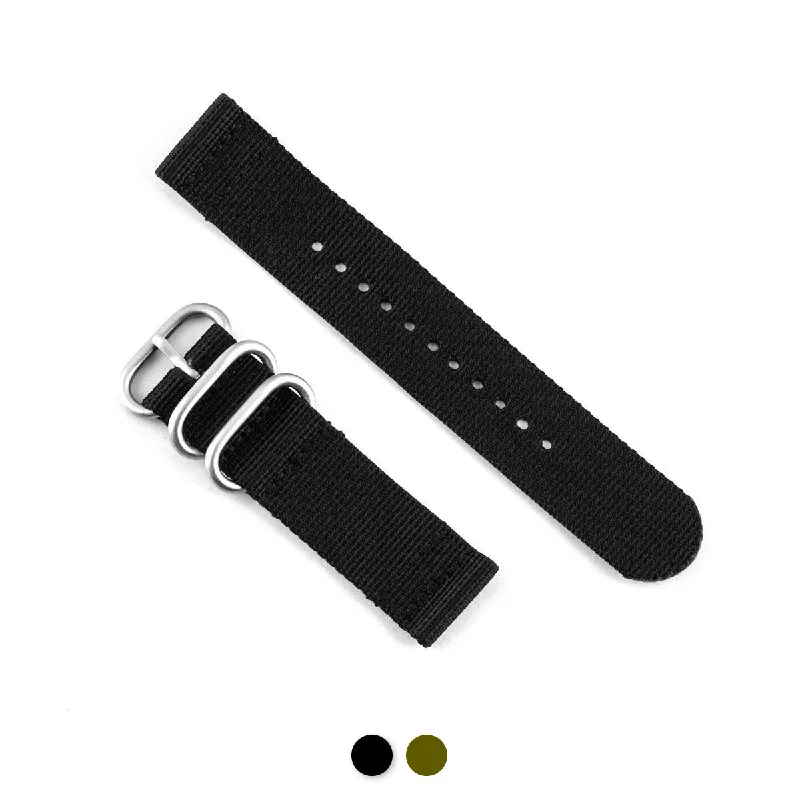 Bracelet de montre Zulu 2 brins - Nylon / tissu (noir, kaki)-IWC Ingenieur Watch -