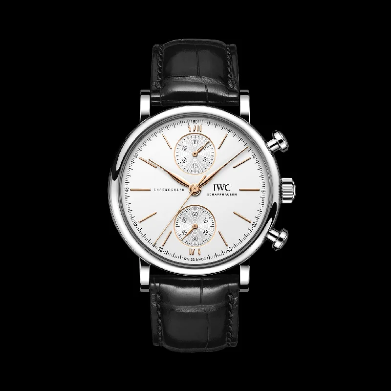 IWC Portofino Chronograph 39 Watch, 39mm White Dial, IW391406-IWC Watch with Rare Functionality -