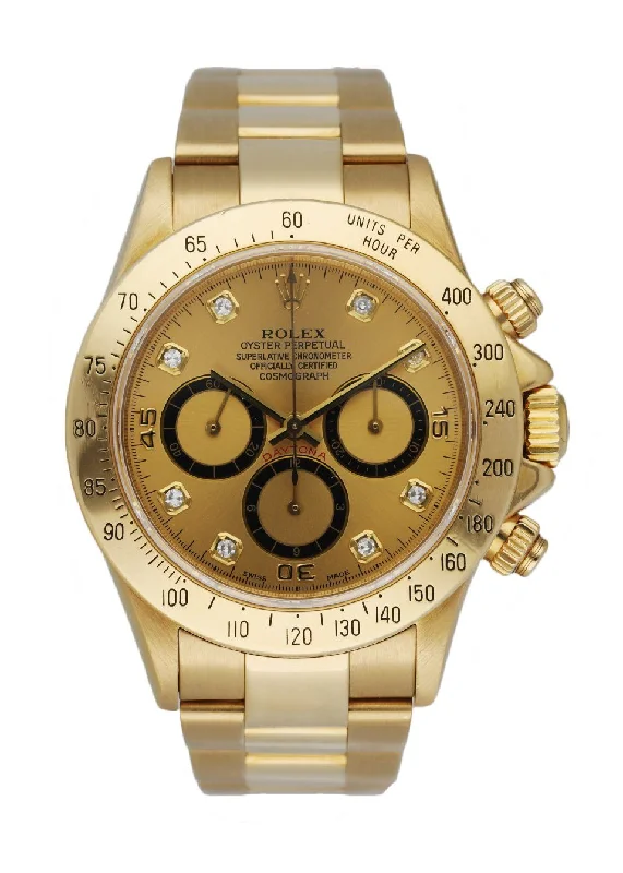 Rolex "Zenith" Daytona 16528 Diamond Dial 18K Yellow Gold Men's Watch-Rolex Watch for Investment Opportunities -