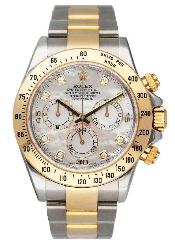 Rolex Daytona 116523 MOP Diamond Dial Mens Watch Box Papers-Rolex Watch with All Stainless Steel Case -