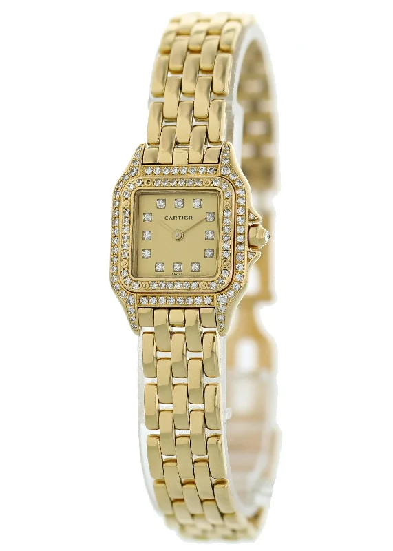 Cartier Panthere 1280 2 18K Yellow Gold Ladies Diamond Watch-Cartier Watch with Long-Lasting Battery Life -