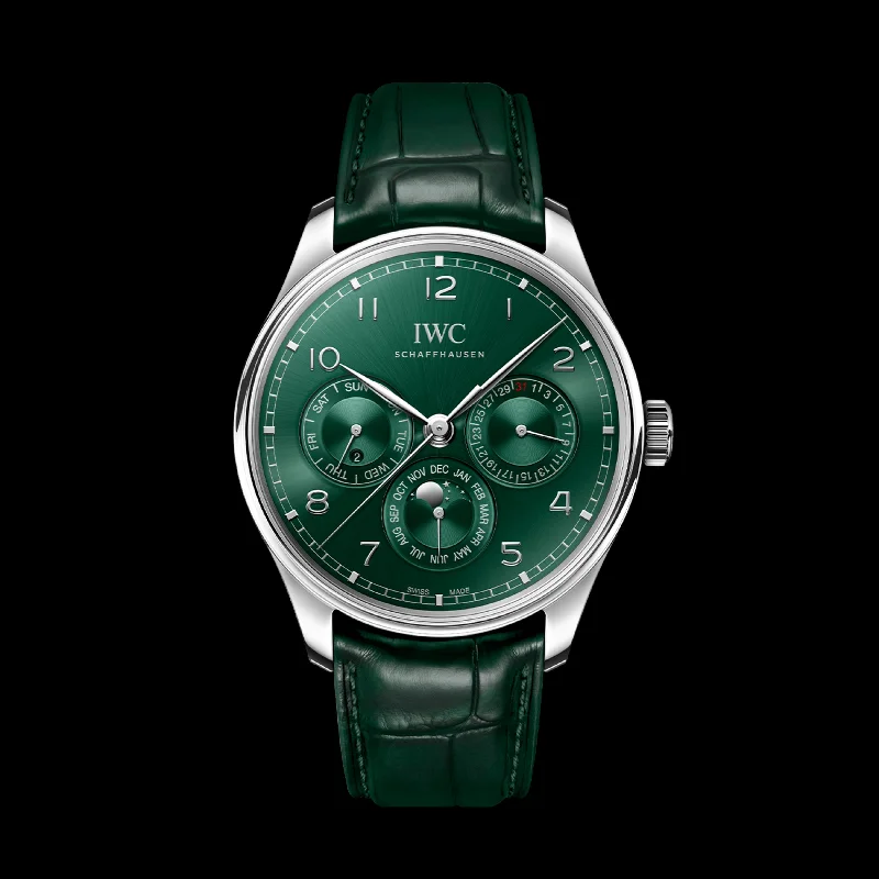 IWC Portugieser Perpetual Calendar 42 Watch, 42.4mm Green Dial, IW344207-IWC Watch for Divers -