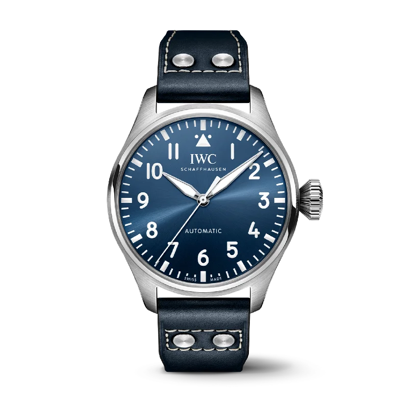 IWC Shaffhausen Big Pilot’s Watch 43mm w/ Blue Dial & Strap-IWC Watch with 5-Day Power Reserve -