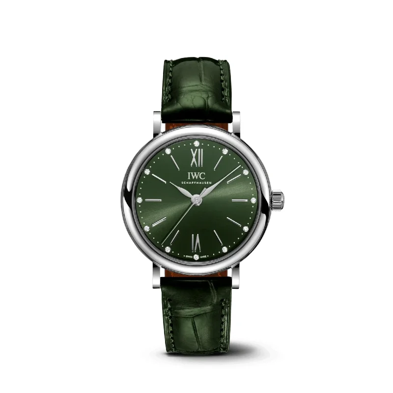 IWC Portofino Automatic Green Dial Green Leather 34mm-IWC Watch with Advanced Features and Functions -