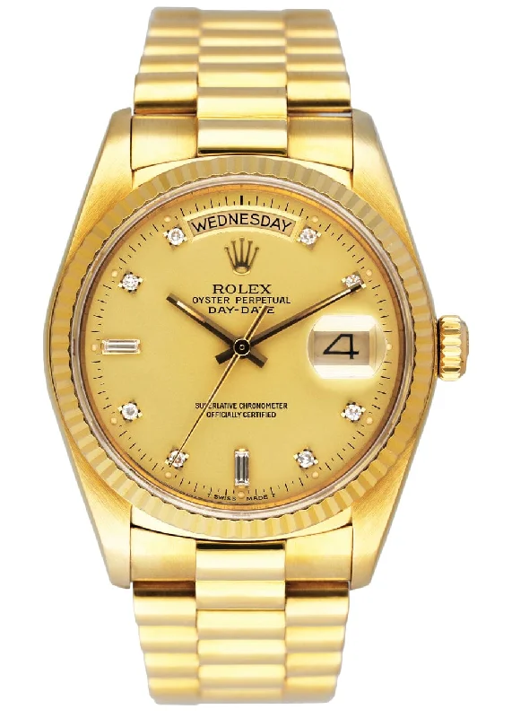 Rolex Day Date 18038 Diamond Dial Mens Watch-Rolex Watch with Exclusive Materials -