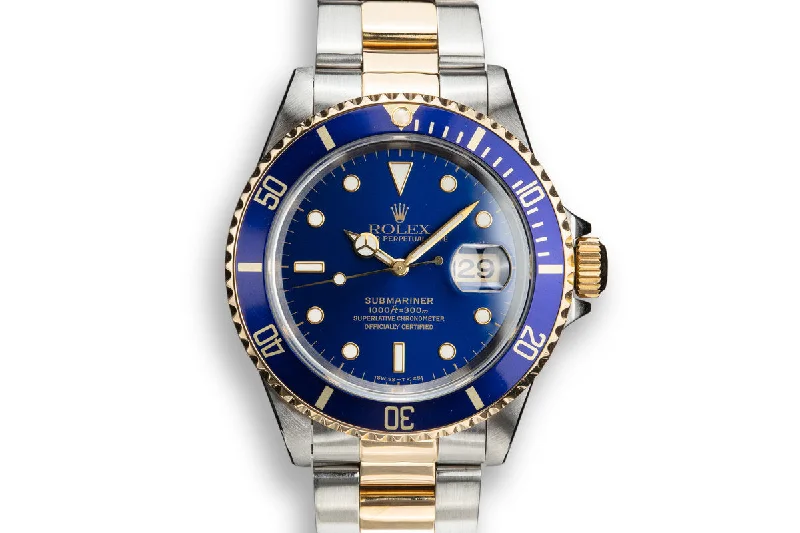 1993 Rolex Two-Tone Submariner 16613 Blue Dial-Rolex Watch with Blue Dial -