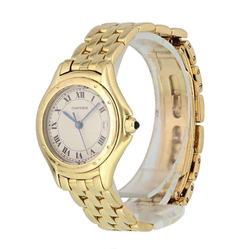 Cartier Cougar 001333 18k Yellow Gold Ladies Watch-Cartier Watch with Rose Gold Case -