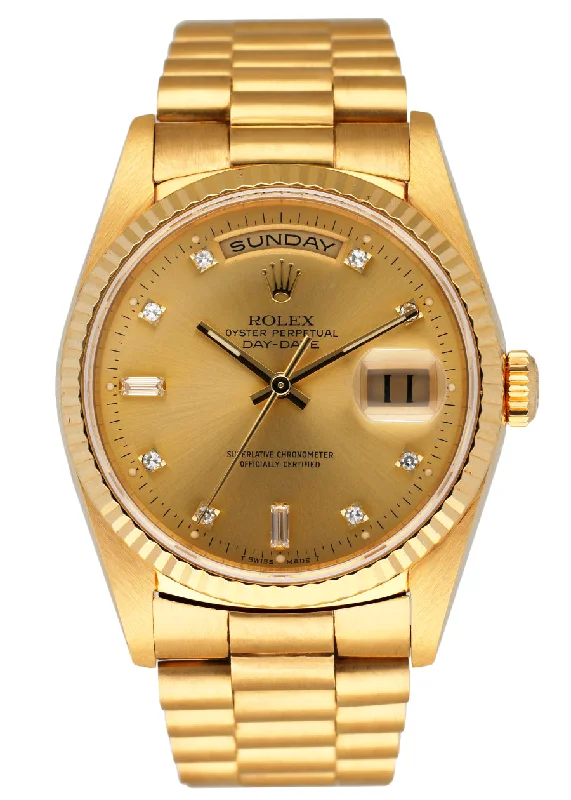 Rolex Day Date 18238 President Diamond Dial Mens Watch-Rolex Watch with Automatic Movement -