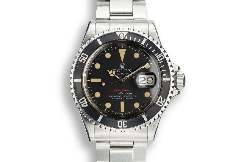 1970 Rolex Red Submariner 1680 MK IV with Box and Papers-Rolex Watch with Black Leather Strap -