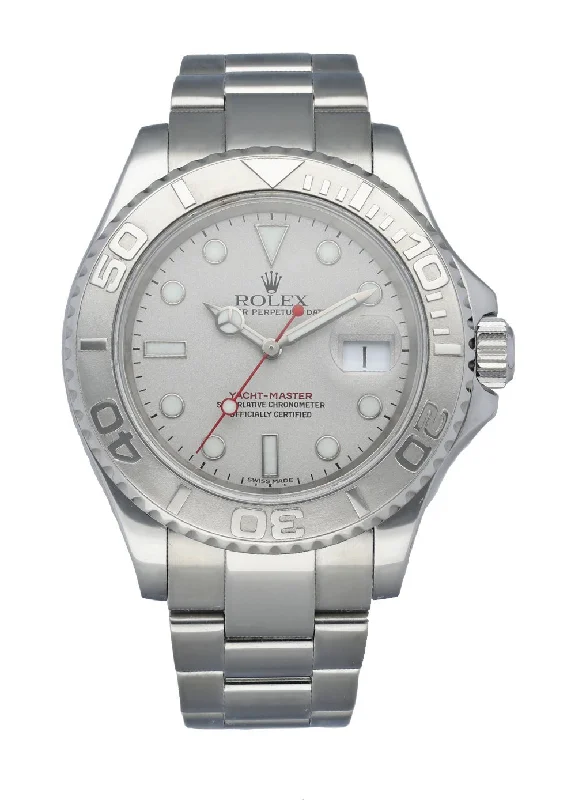 Rolex Yacht-Master 16622 Platinum Bezel Men's Watch-Rolex Watch with Alligator Leather Strap -