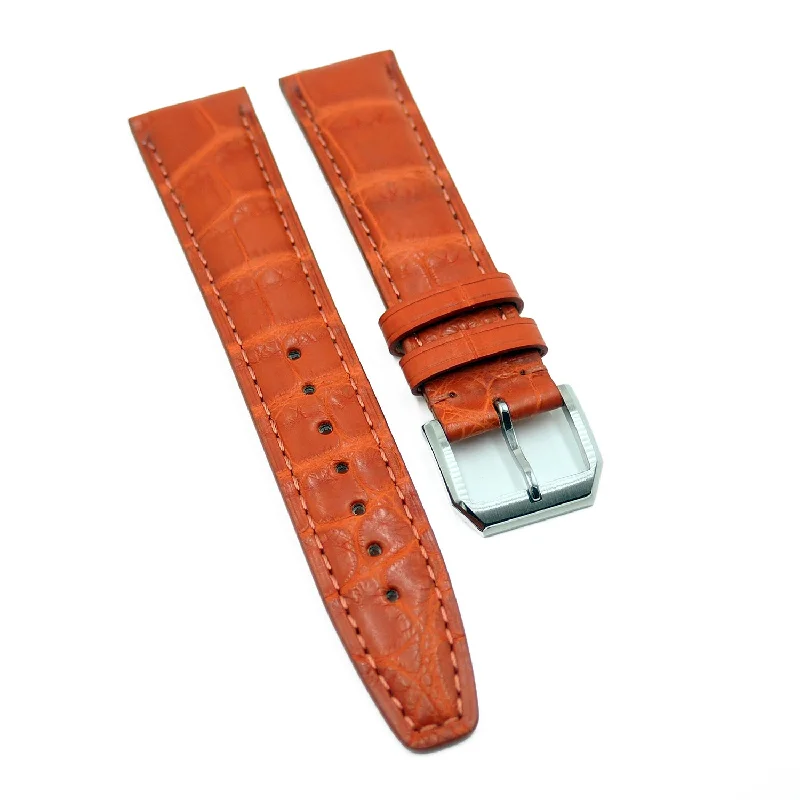 20mm Tangerine Orange Alligator Leather Watch Strap For IWC, Tang Buckle Style-IWC Watch with Quick-Change Strap System -