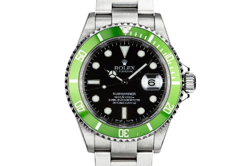 2003 Rolex Anniversary Green Submariner 16610LV Mark I Dial with Flat 4 Bezel-Rolex Watch for Unique Functions -