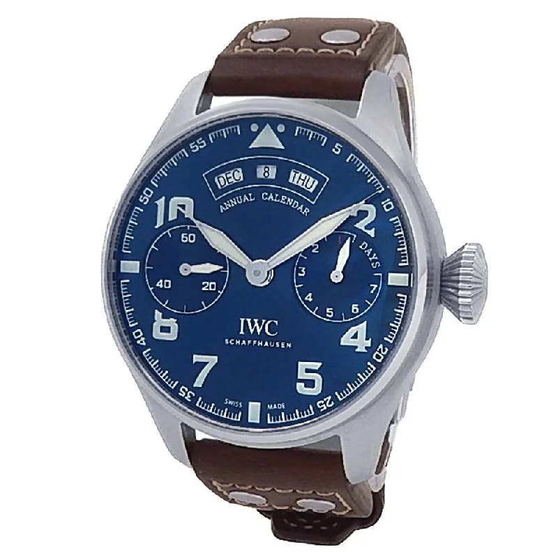 IWC Big Pilot's Annual Calendar Le Petit Prince Stainless Steel Brown Leather Automatic Blue Men's Watch IW502710-IWC Watch for Elite Watch Collectors -