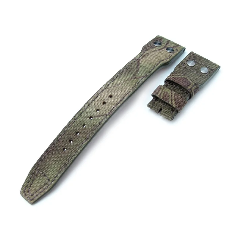 22mm MiLTAT Turtle Camo Nylon Replacement Strap compatible with IWC Big Pilot,?Rivet?Lug-IWC Watch with Multifunctional Display -