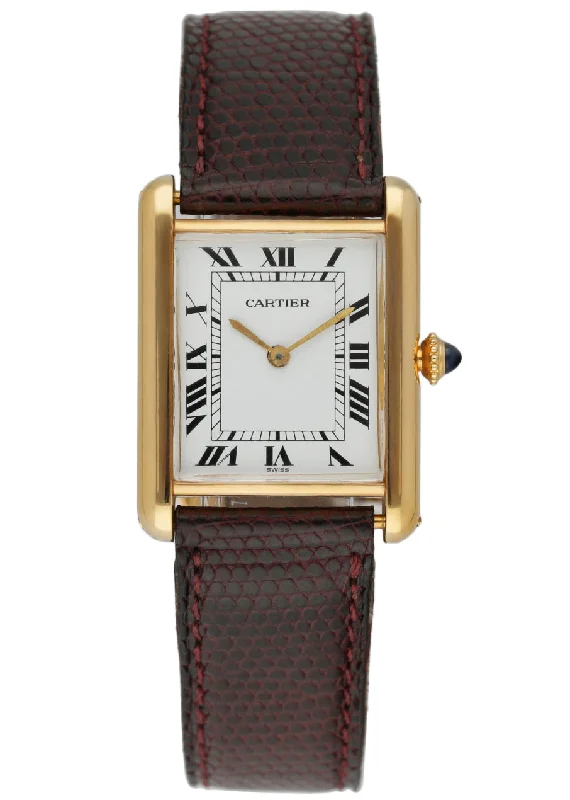 Cartier Tank 78086 Paris 18K Yellow Gold Ladies Watch-Cartier Watch with Chronograph and Moonphase -