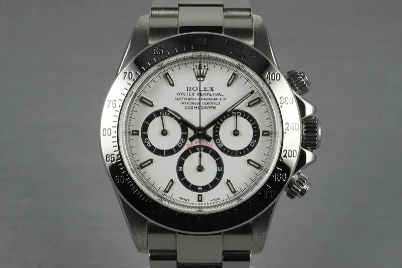 1999 Rolex SS Zenith Daytona 16520 White Dial with Box and Papers-Rolex Watch with Tourbillon -