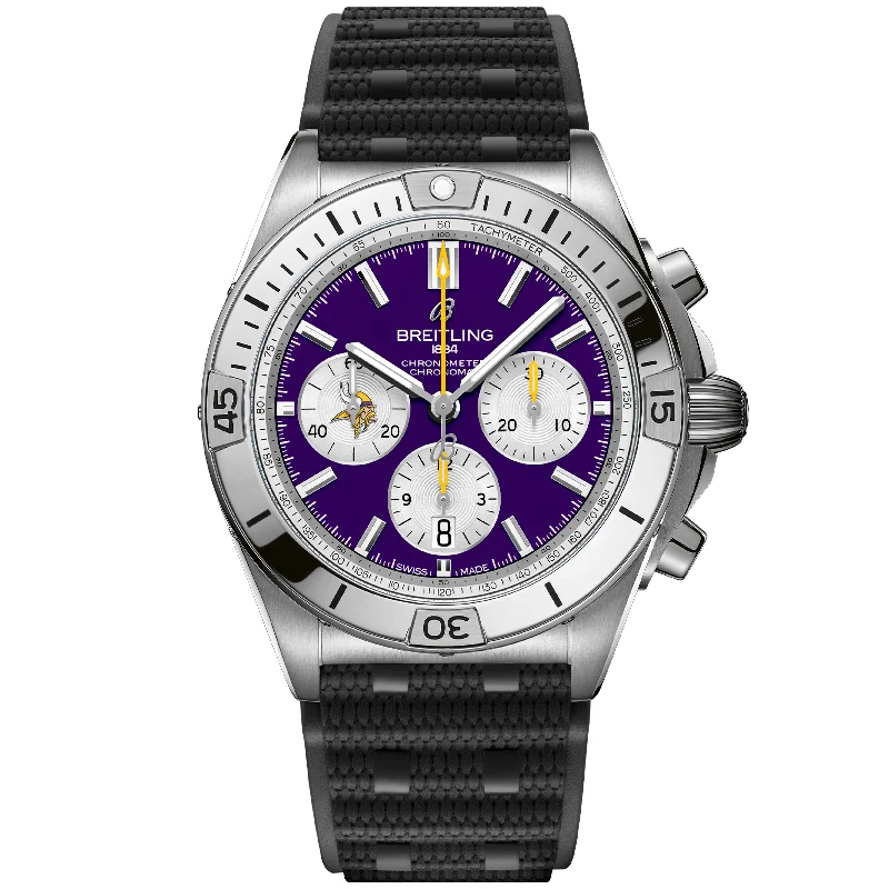 Chronomat B01 42 NFL Minnesota Vikings Edition AB01342B1K4S1-Breitling Watch with Retro Pilot’s Design -