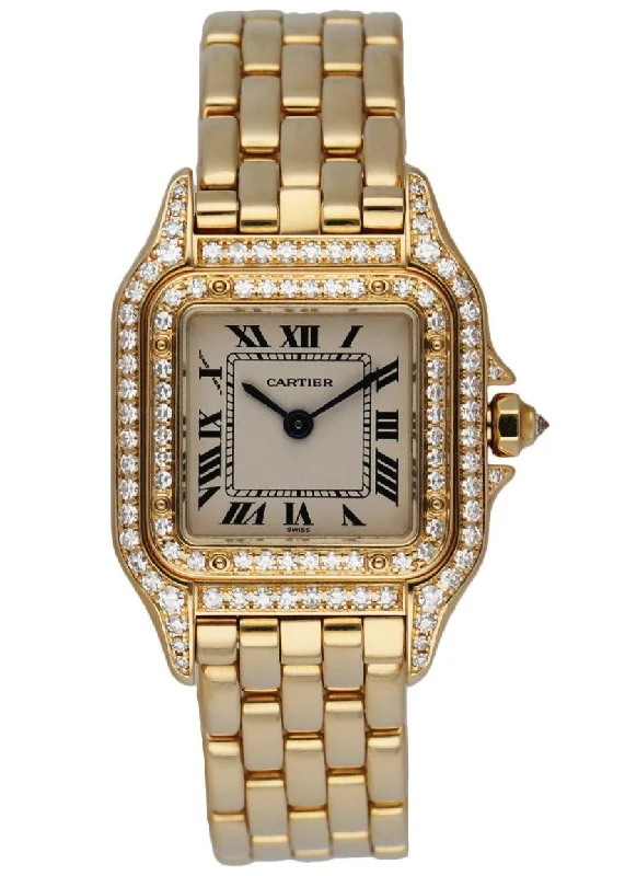 Cartier Panthere 1280-2 18K yellow Gold Diamonds Ladies Watch Box & Papers-Cartier Watch with Classic Design -