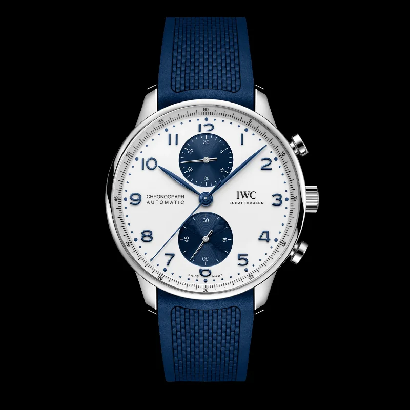 IWC Portugieser Chronograph Watch, 41mm White Dial, IW371620-IWC Watch with Limited Production