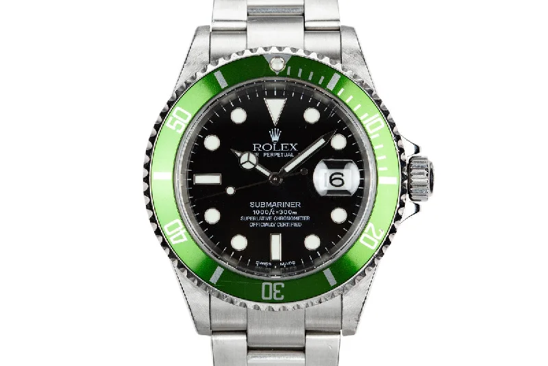 2003 Rolex Anniversary Green Submariner 16610LV Mark 1 Dial with Flat 4 Bezel-Rolex Watch for World-Class Watch Collectors -