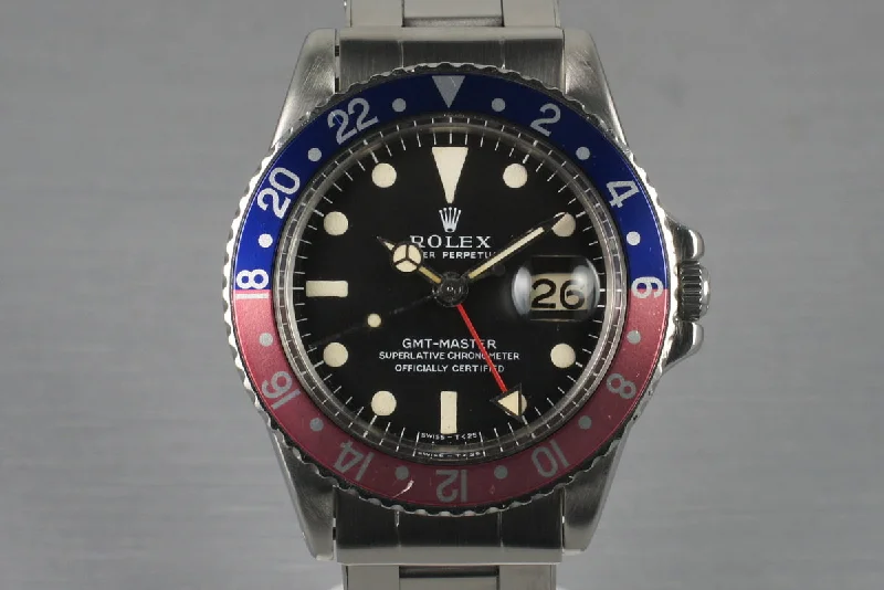 1968 Rolex GMT 1675 Mark I Dial-Rolex Watch with Stainless Steel and 18k Gold -