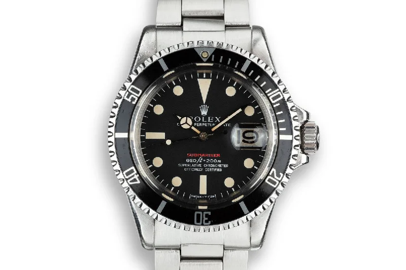 1972 Rolex Red Submariner 1680 with MK IV Dial-Rolex Watch with Sapphire Glass -