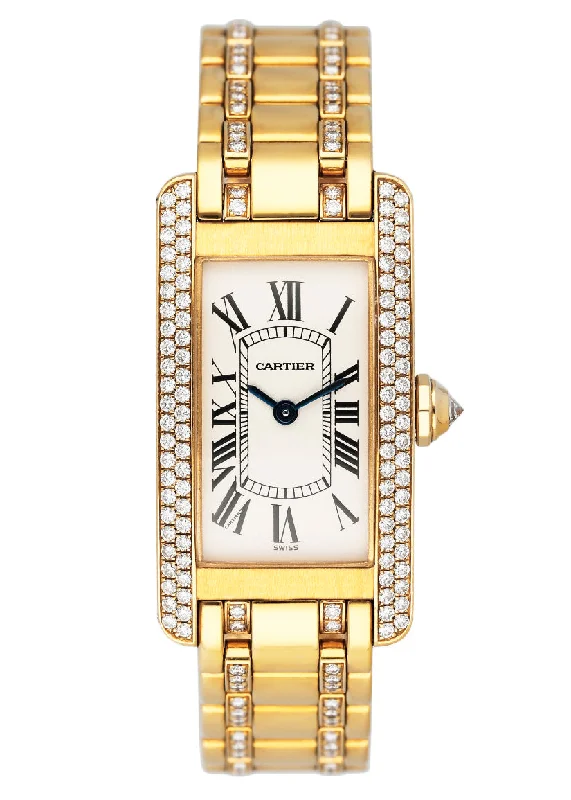 Cartier Tank Americaine WB7012JL Diamond Bezel Ladies Watch-Cartier Watch with Luxurious Features -