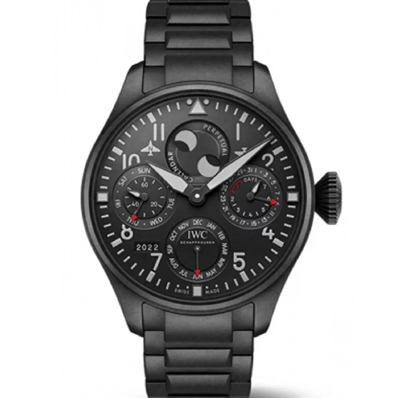 IWC BIG PILOT’S PERPETUAL CALENDAR TOP GUN CERATANIUM IW503604-IWC Watch with Quick-Change Strap System -