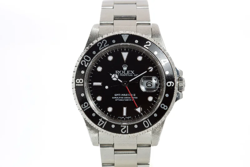 1999  Rolex GMT Master II 16710 Luminova Dial Box & Papers-Rolex Watch with Diamond Dial and Bezel -