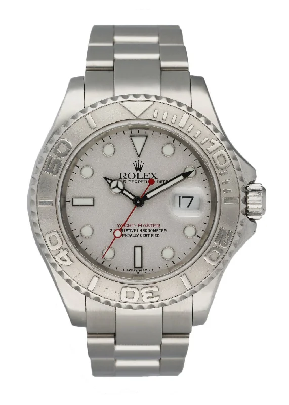 Rolex Yacht Master 16622 Platinum Bezel Men's Watch-Rolex Watch with Exhibition Caseback -