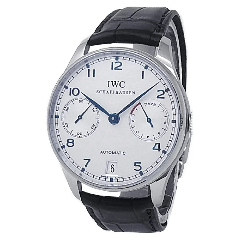 IWC Portuguese Stainless Steel Black Leather Automatic Silver Men's Watch IW500107-IWC Watch for Top Collectors -