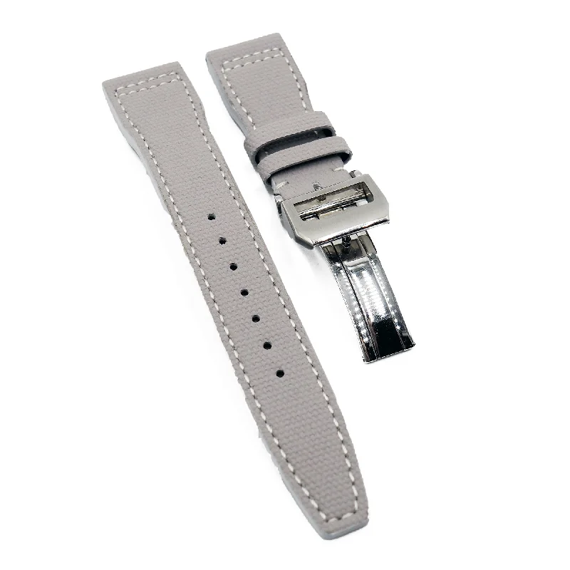 21mm Pilot Style Gray Canvas Watch Strap For IWC, Semi Square Tail-IWC Watch with Detailed Movement -