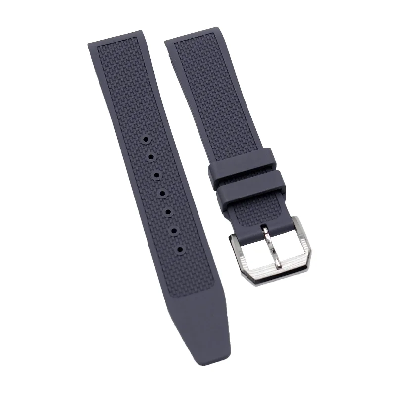 20mm Curved End Gray FKM Rubber Watch Strap For IWC Portugieser-IWC Watch with Black Ceramic Case -