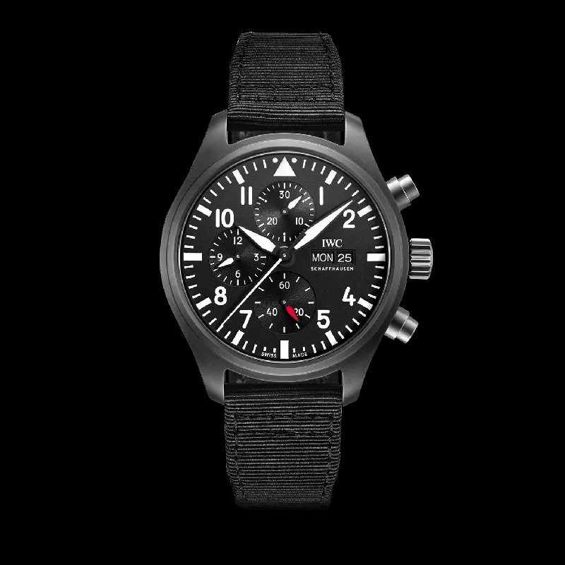 IWC Pilot’S Watch Chronograph Top Gun Watch, 44.5mm Black Dial, IW389101-IWC Watch with Swiss Automatic Movement -