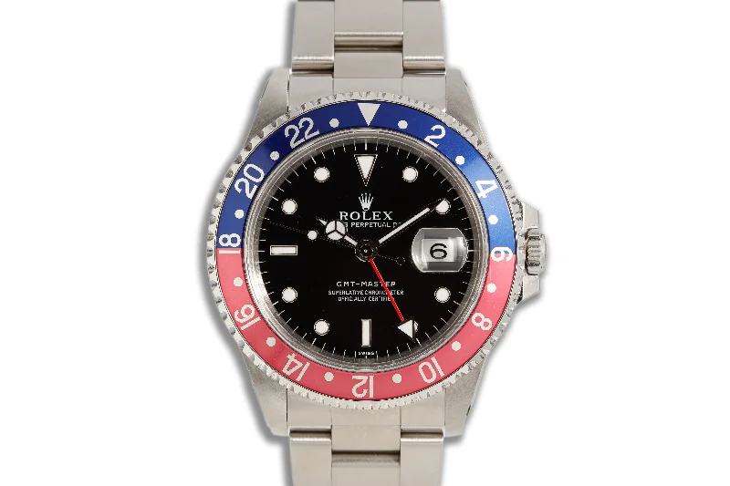 1997 Rolex GMT Master 16700 Pepsi with Swiss Only Dial-Rolex Watch with Rubber and Steel Strap -