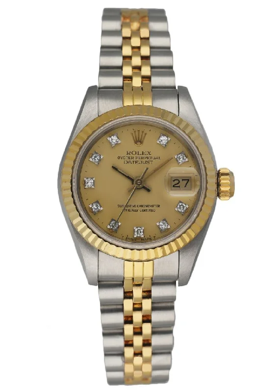 Rolex 69173 Stainless Steel & 18K Yellow Gold Diamond Dial Ladies Watch-Rolex Watch with Gold Case -