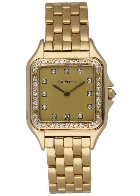 Cartier Panthere Large 18K Yellow Gold Factory Diamonds Watch-Cartier Watch with Minimalist Features -