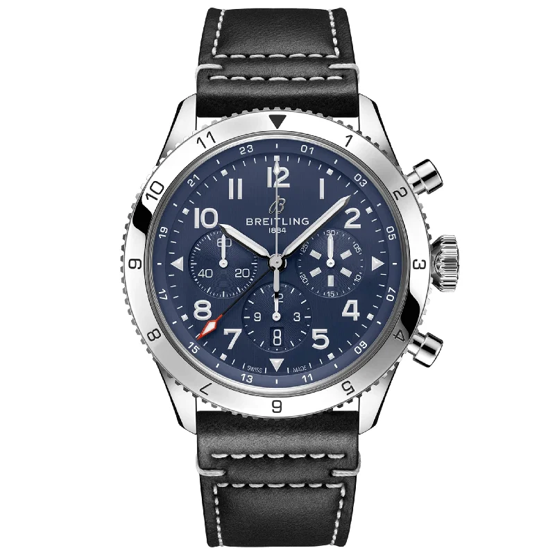 Super AVI B04 Chronograph GMT 46 Tribute To Vought F4U Corsair AB04451A1C1X1-Breitling Watch with Digital and Analog Display -