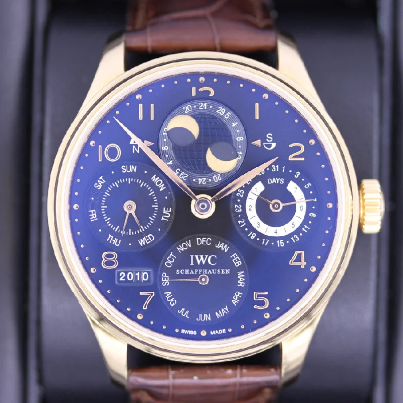 IWC Portugieser Perpetual Calendar 44mm IW502119 Black Dial Pre-Owned-IWC Watch with Dual Time Zone Function -