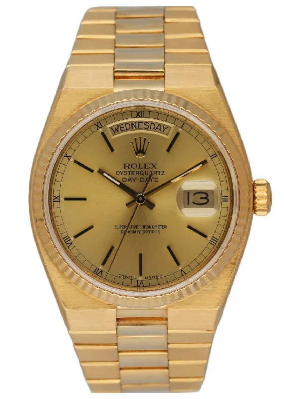 Rolex Day Date Oysterquartz 19018 18K Yellow Gold Men's Watch-Rolex Watch with Automatic Winding -