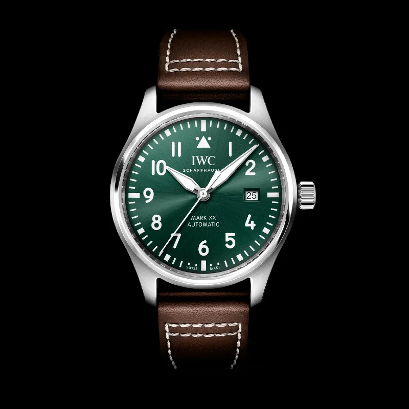 IWC Pilot'S Watch Mark Xx Watch, 40mm Green Dial, IW328205-IWC Watch with Moonphase -