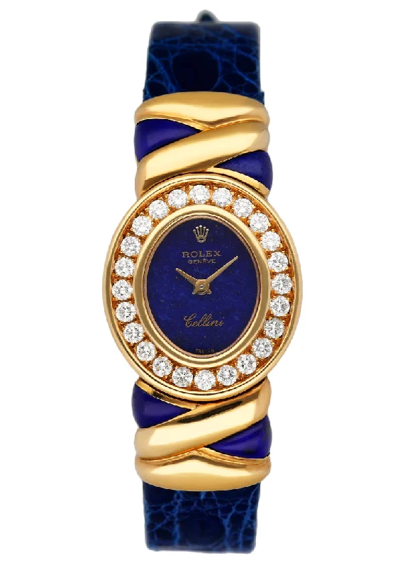 Rolex Cellini 5222 Lapis Dial Diamond Ladies Watch-Rolex Watch with Diamond Dial -